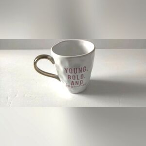 Young Bold And Fabulous White Coffee Mug  and Gold Handle